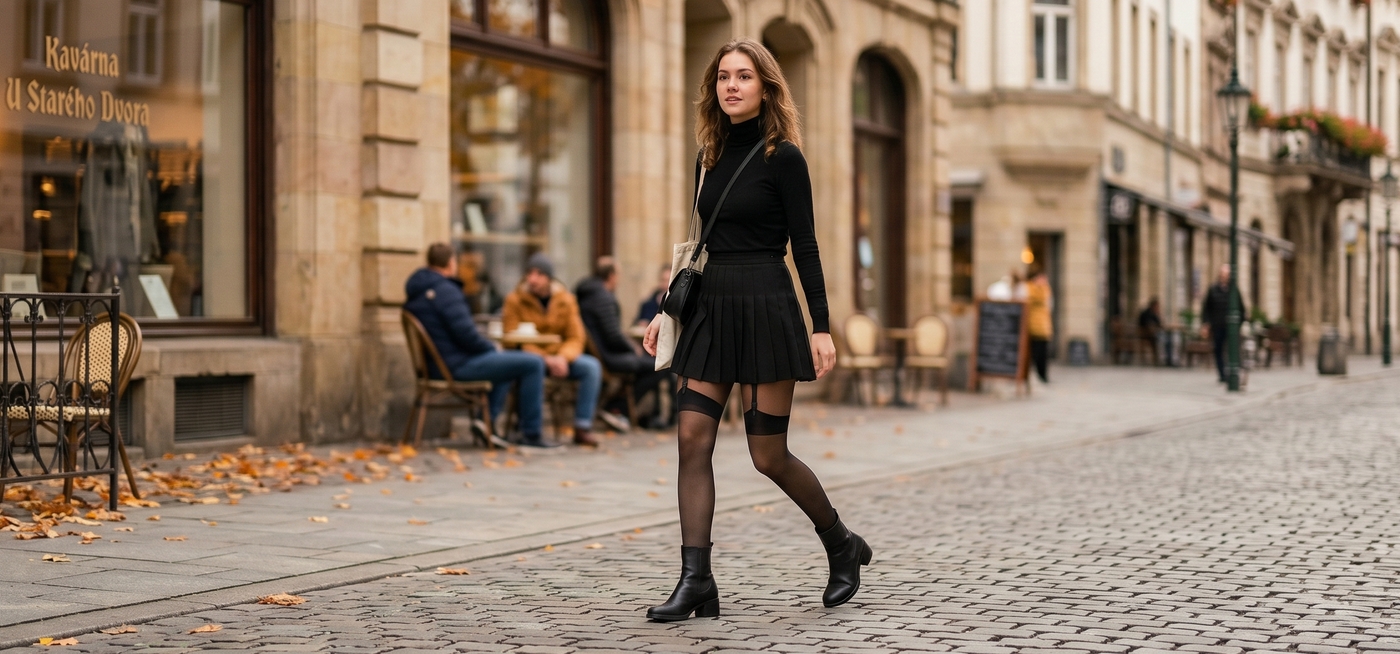 Punčochové kalhoty s imitací podvazků | Timea.cz